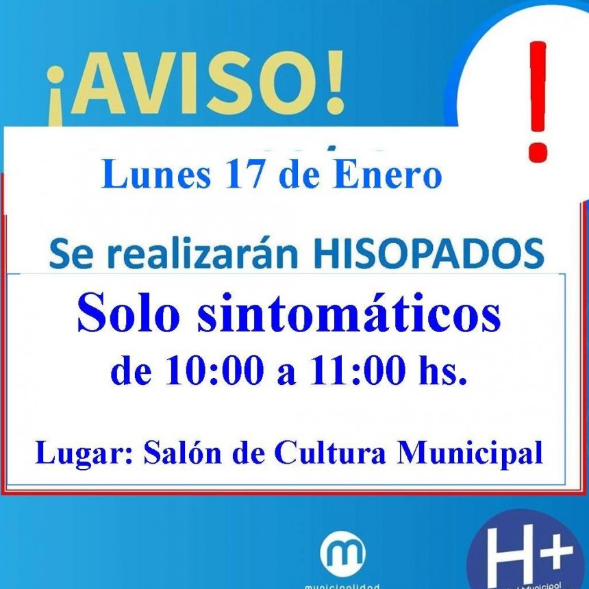 MAÑANA SE HISOPARÁ SOLO A PERSONAS CON SÍNTOMAS