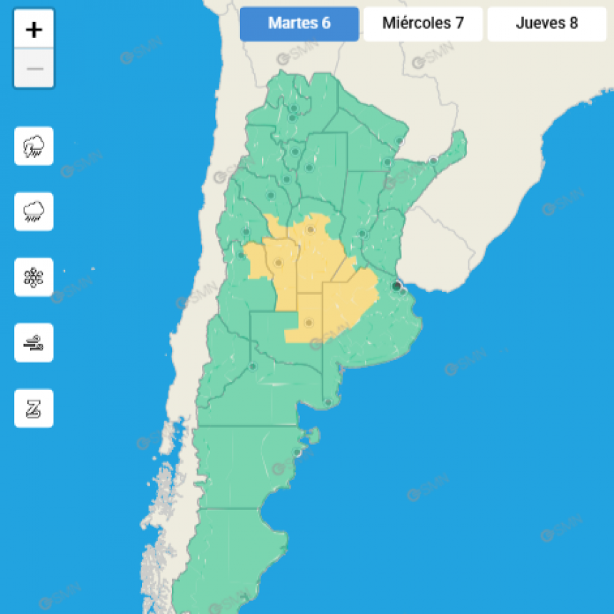 ALERTA POR TORMENTAS FUERTES PARA EL SUDESTE CORDOBÉS