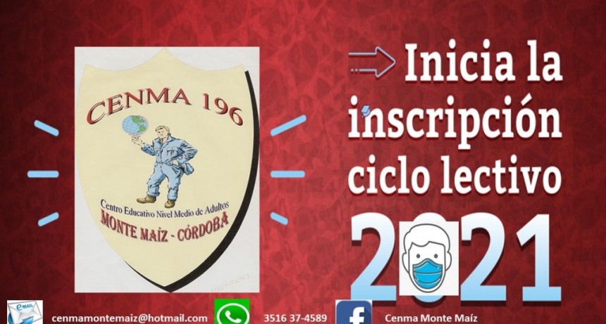 CENMA N° 196: INSCRIPCIPON CICLO LECTIVO 2021