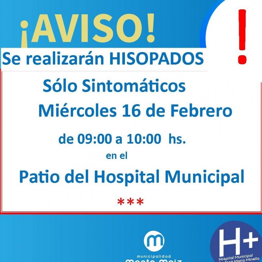 SOLO HISOPADOS PARA PERSONAS CON SÍNTOMAS