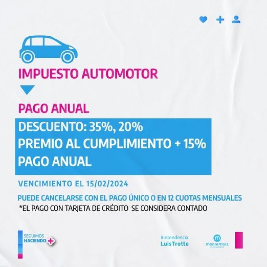 VENCE EL PAGO ÚNICO DEL IMPUESTO AUTOMOTOR