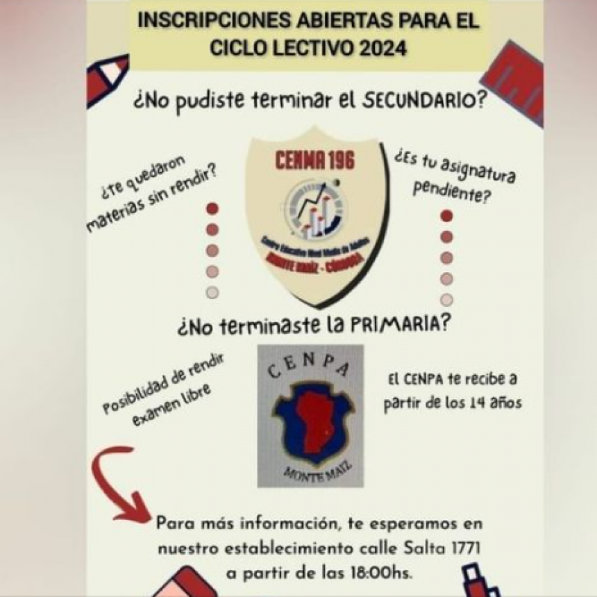 CENMA MONTE MAÍZ: INSCRIPCIONES ABIERTAS