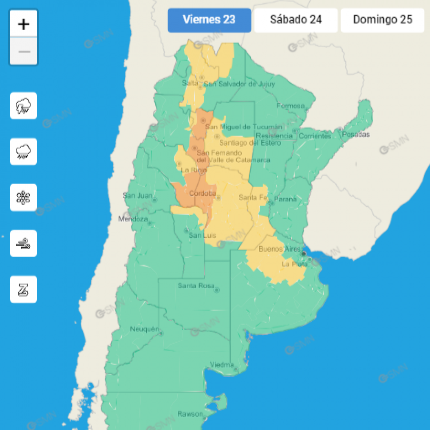 ALERTA METEOROLÓGICO PARA EL SUDESTE CORDOBÉS