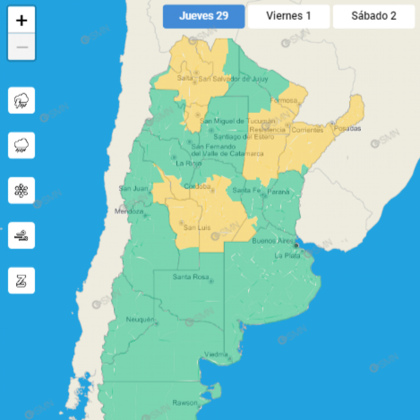 ALERTA METEOROLÓGICO PARA EL SUDESTE CORDOBÉS