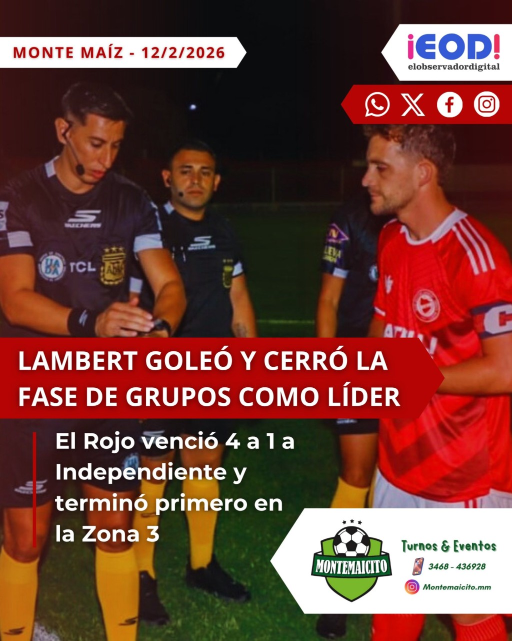 LAMBERT FINALIZÓ PUNTERO DE GRUPO