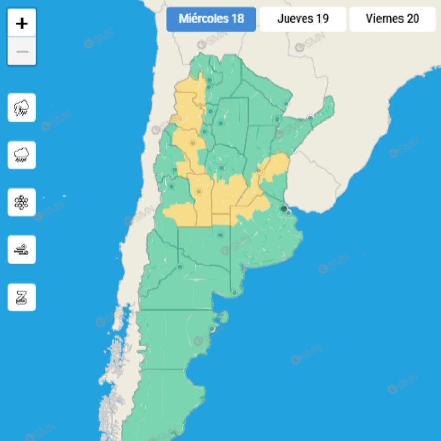 ALERTA POR TORMENTAS FUERTES PARA EL SUDESTE CORDOBÉS