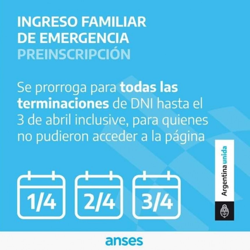 PRÓRROGA PARA PREINSCRIPCIÓN PARA EL BONO DE ANSES