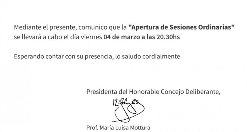 APERTURA DE SESIONES ORDINARIAS DEL CONCEJO