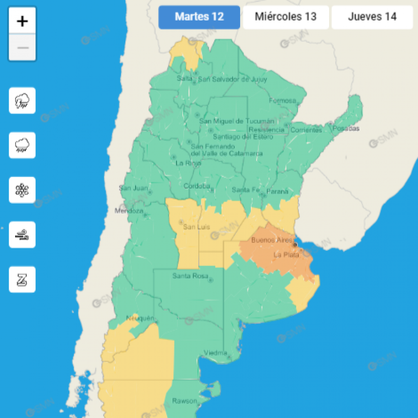 ALERTA METEOROLÓGICO PARA EL SUDESTE CORDOBÉS