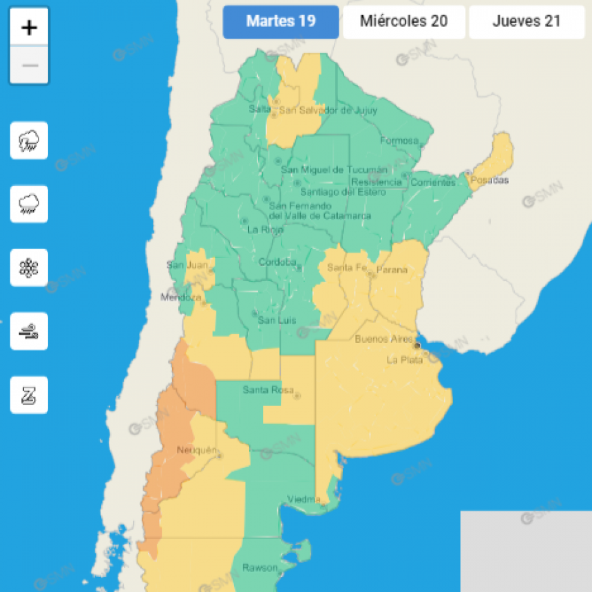 ALERTA METEOROLÓGICO PARA EL SUDESTE CORDOBÉS