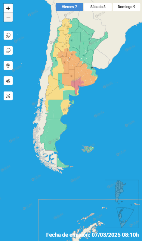 ALERTAS METEOROLÓGICOS PARA EL SUDESTE CORDOBÉS