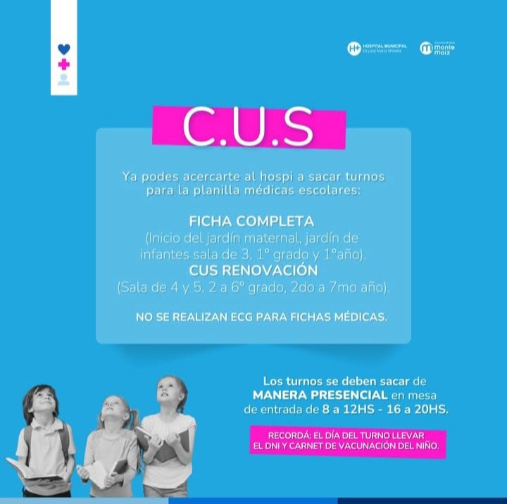 YA SE PUEDE SACAR TURNOS PARA EL C U S EN EL HOSPITAL