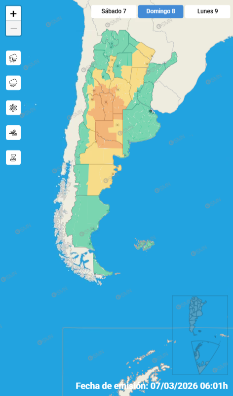 ALERTA POR TORMENTAS FUERTES PARA EL DOMINGO A LA NOCHE