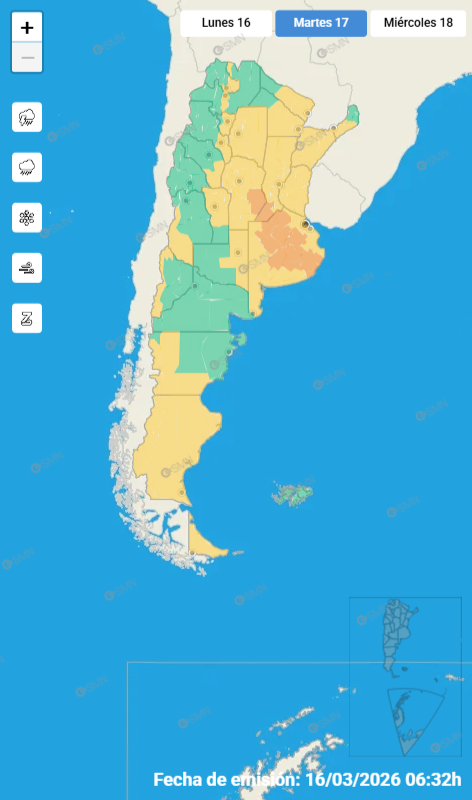 ALERTA METEOROL&Oacute;GIVO PARA EL SUDESTE CORDOB&Eacute;S