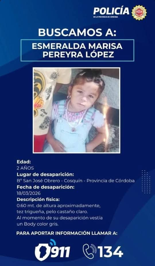 BUSCAN A UNA NI&Ntilde;A DE 2 A&Ntilde;OS EN COSQU&Iacute;N