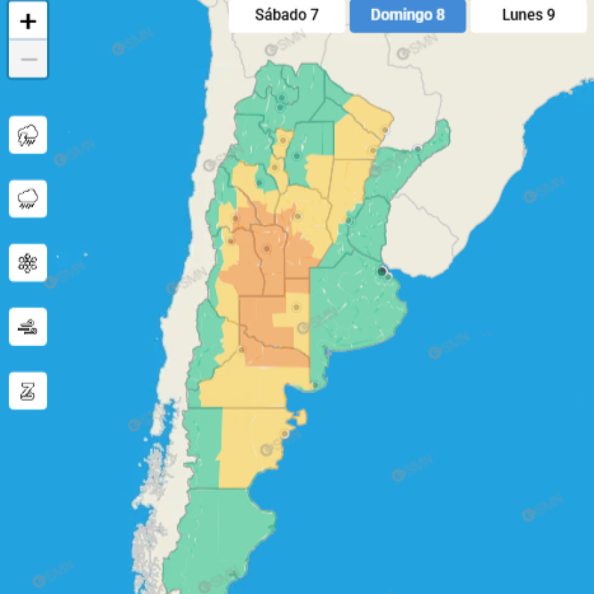 ALERTA POR TORMENTAS FUERTES PARA EL DOMINGO A LA NOCHE