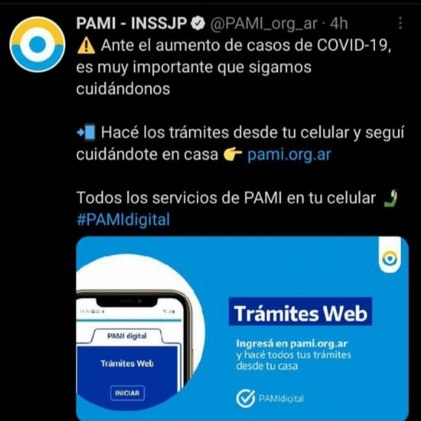 LABORDE; ATENCIÓN DE PAMI SOLO CON TURNOS