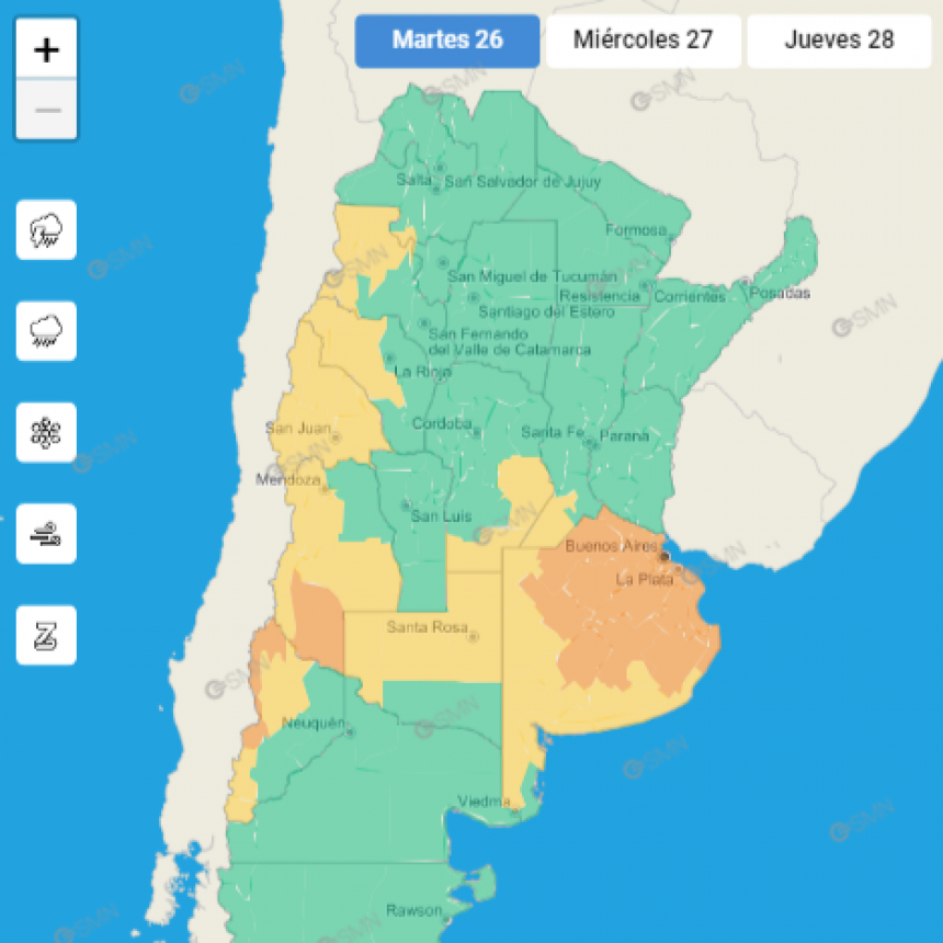 ALERTA METEOROLÓGICO PARA EL SUR PROVINCIAL