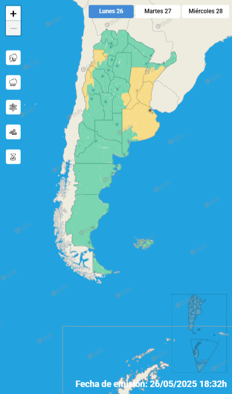 ALERTA POR TORMENTAS FUERTES PARA EL SUDESTE CORDOBÉS
