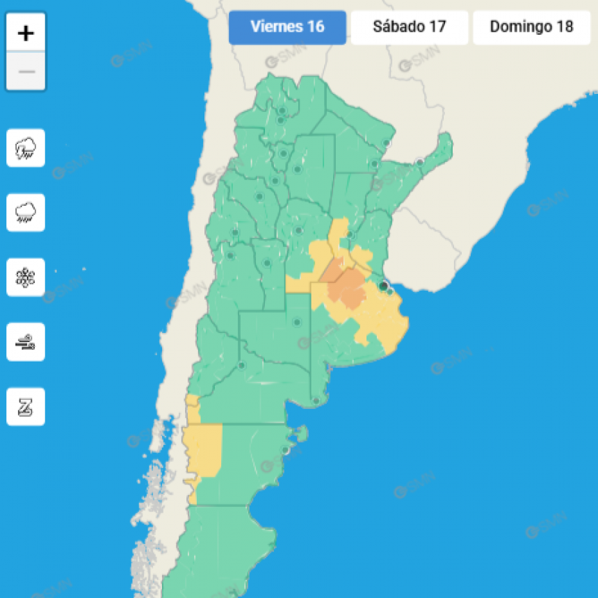 ALERTA POR TORMENTAS FUERTES EN EL SUDESTE CORDOBÉS