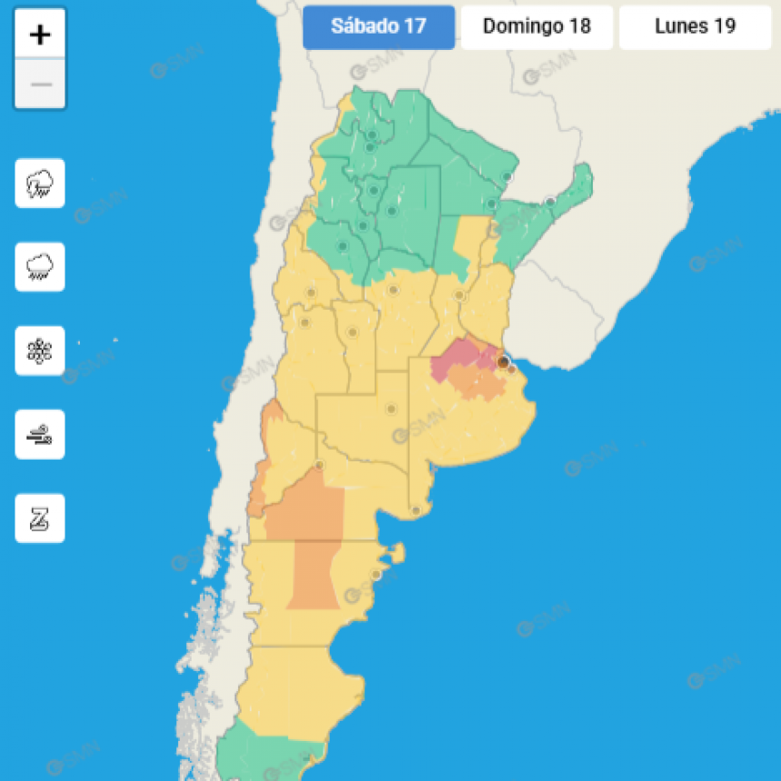 RIGE UN ALERTA AMARILLO POR TORMENTAS FUERTES