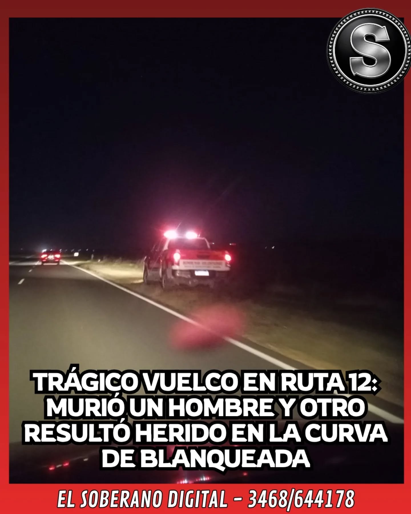 ACCIDENTE FATAL EN RUTA PROVINCIL N&deg;12