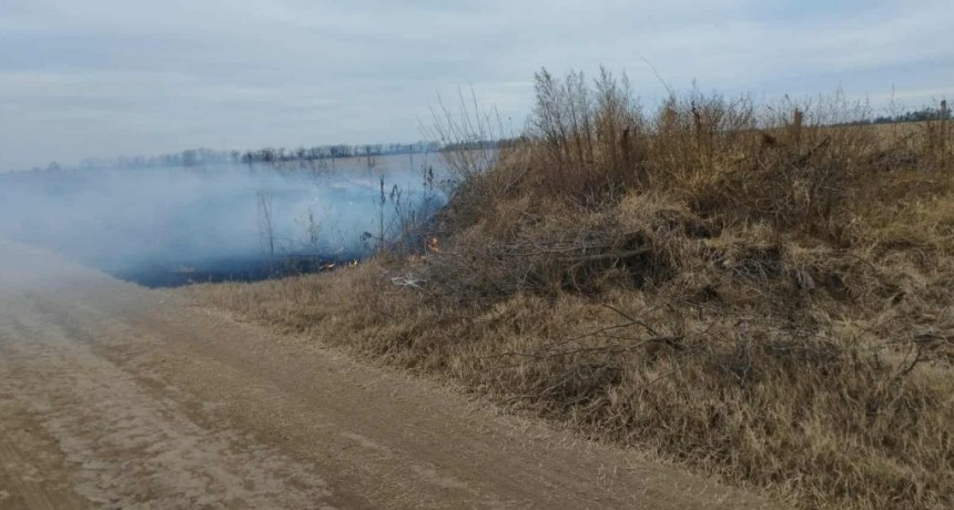 INCENDIO DE PASTIZALES EN INGRESO A COLONIA BARGE
