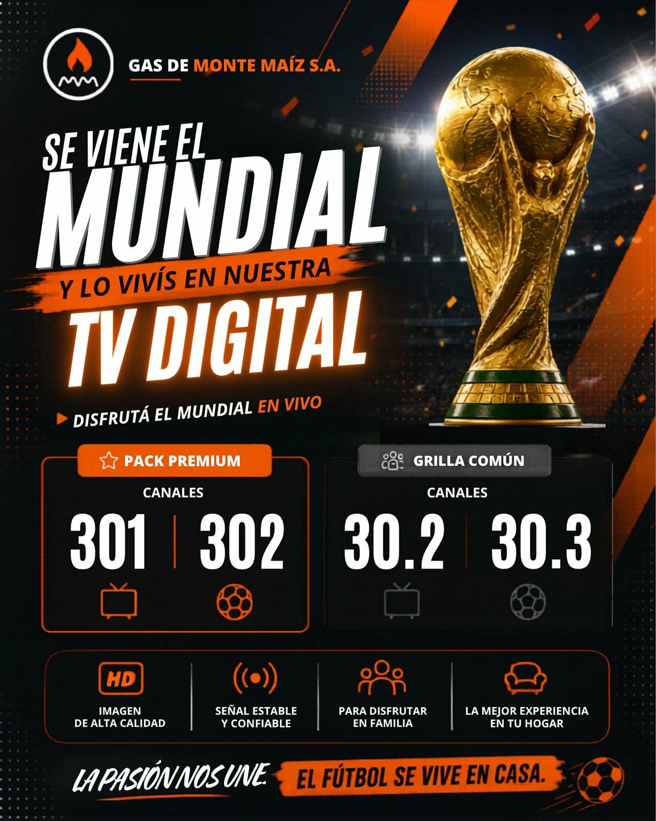 EL MUNDIAL POR LA TV DIGITAL DE GAS DE MONTE MA&Iacute;Z