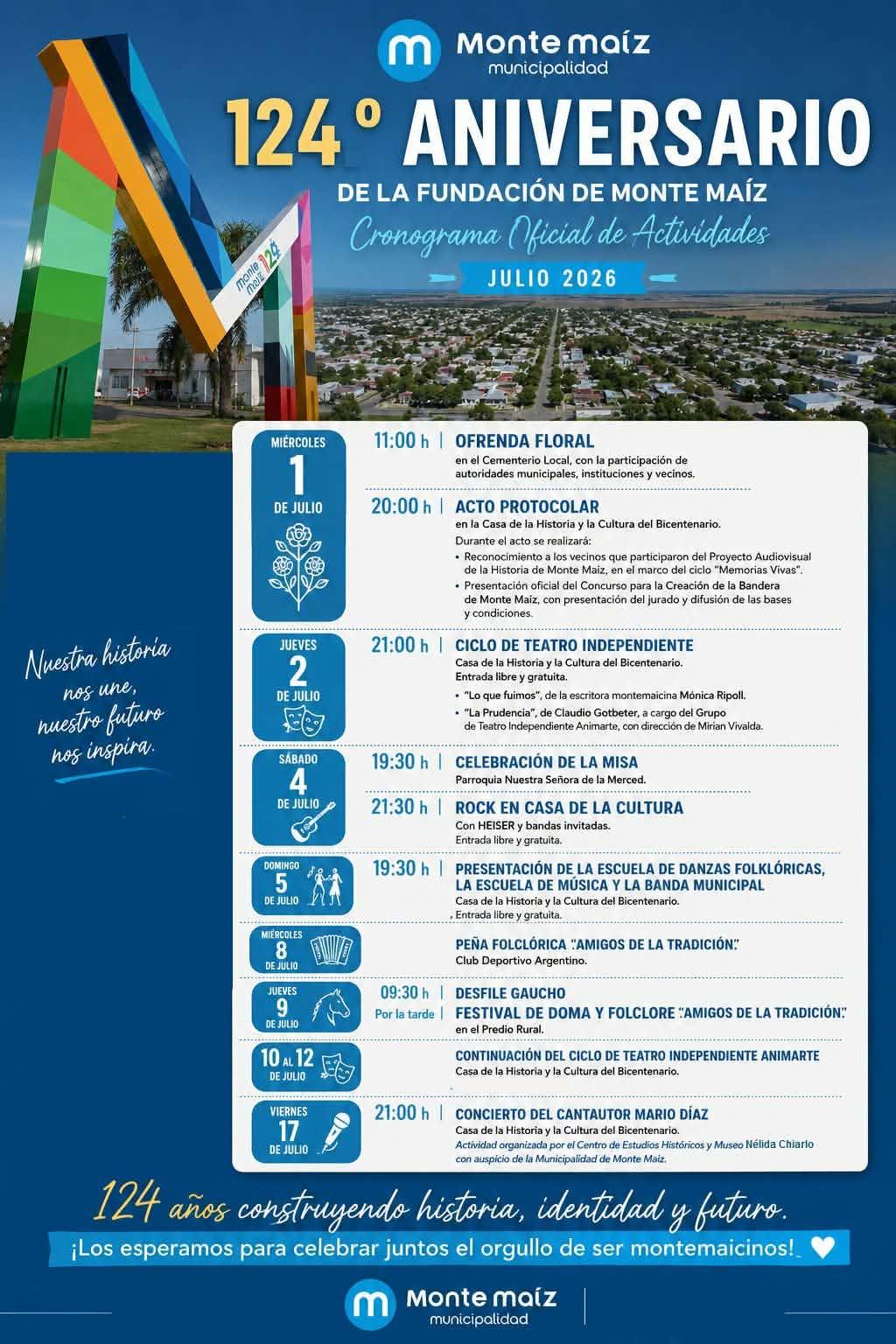 ESTE MI&Eacute;RCOLES 1&deg; DE JULIO MONTE MA&Iacute;Z CUMPLE 124 A&Ntilde;OS