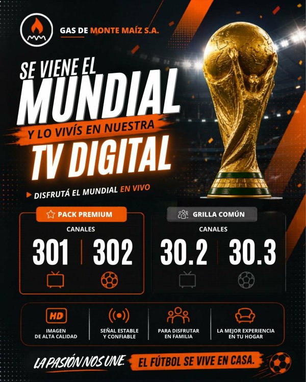 EL MUNDIAL POR LA TV DIGITAL DE GAS DE MONTE MA&Iacute;Z