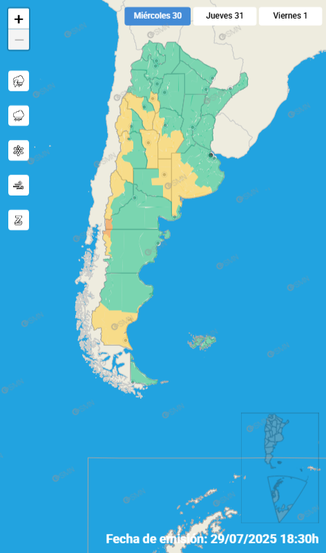 ALERTA POR VIENTOS FUERTES PARA EL SUDESTE CORDOBÉS