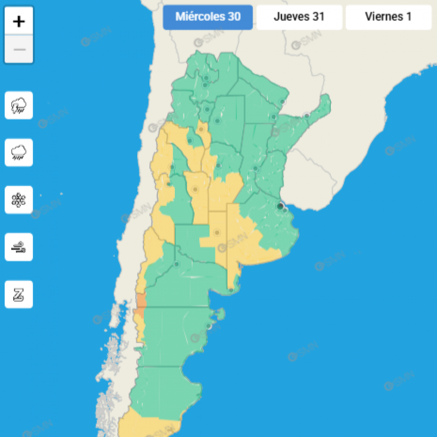 ALERTA POR VIENTOS FUERTES PARA EL SUDESTE CORDOBÉS
