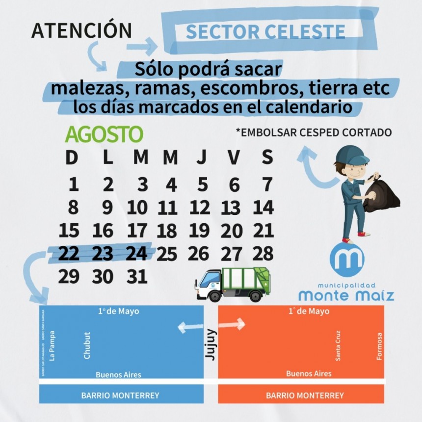 PODRÁ SACAR MALEZAS EL SECTOR CELESTE