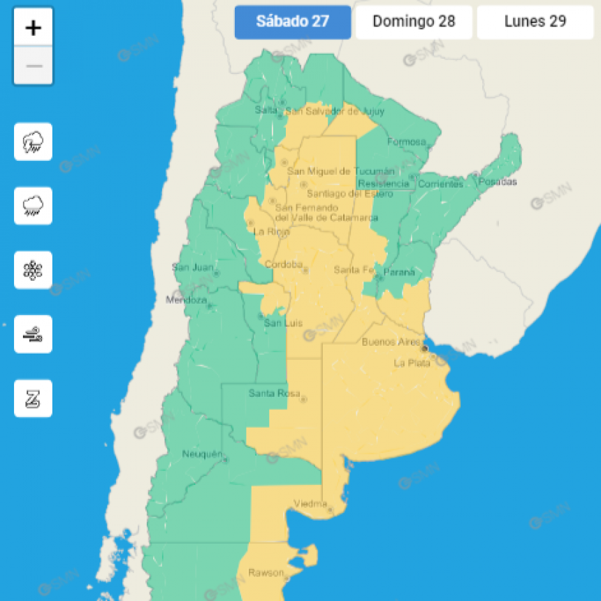 ALERTA POR TORMENTAS PARA EL SUDESTE CORDOBÉS