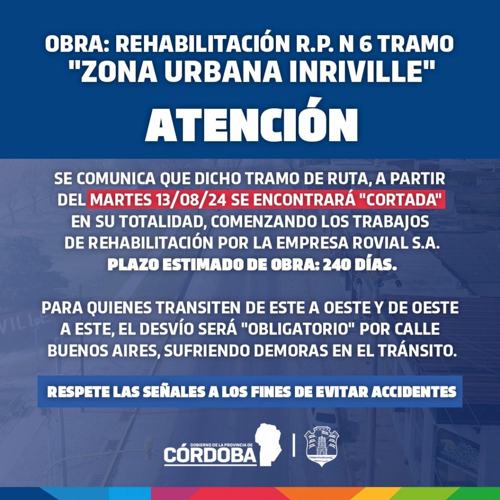 INRIVILLE: TRABAJOS PARA REHABILITAR RUTA 6