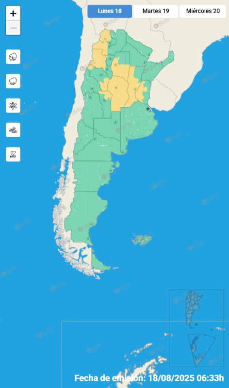 ALERTAS METEOROLÓGICOS PARA EL SUDESTE CORDOBÉS