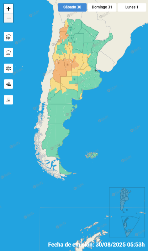 ALERTA METEOROLÓGICO PARA EL SUDESTE CORDOBÉS