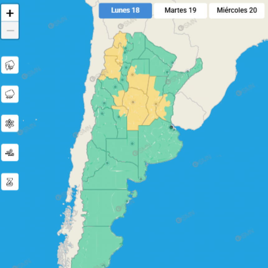 ALERTAS METEOROLÓGICOS PARA EL SUDESTE CORDOBÉS