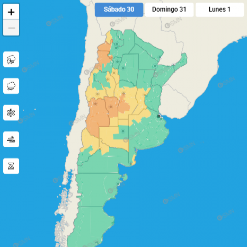 ALERTA METEOROLÓGICO PARA EL SUDESTE CORDOBÉS