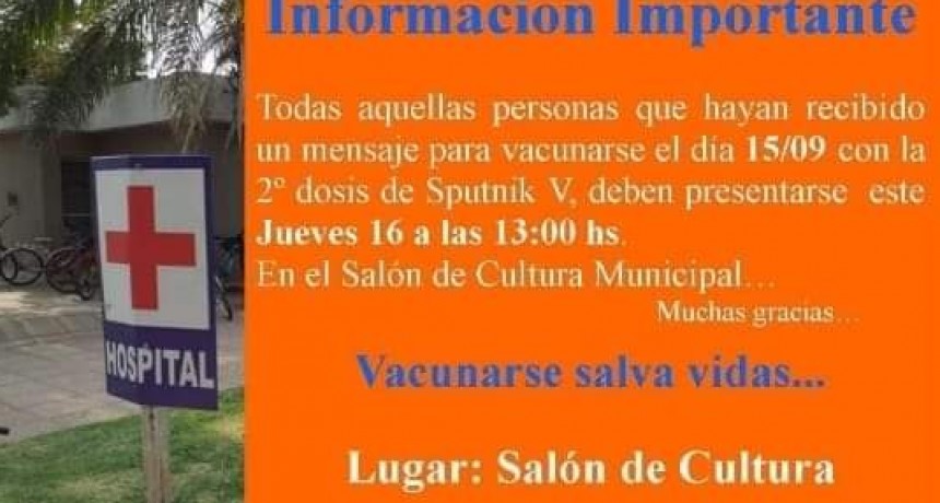 VACUNACIÓN CON SEGUNDA DOSIS DE SPUTNIK V