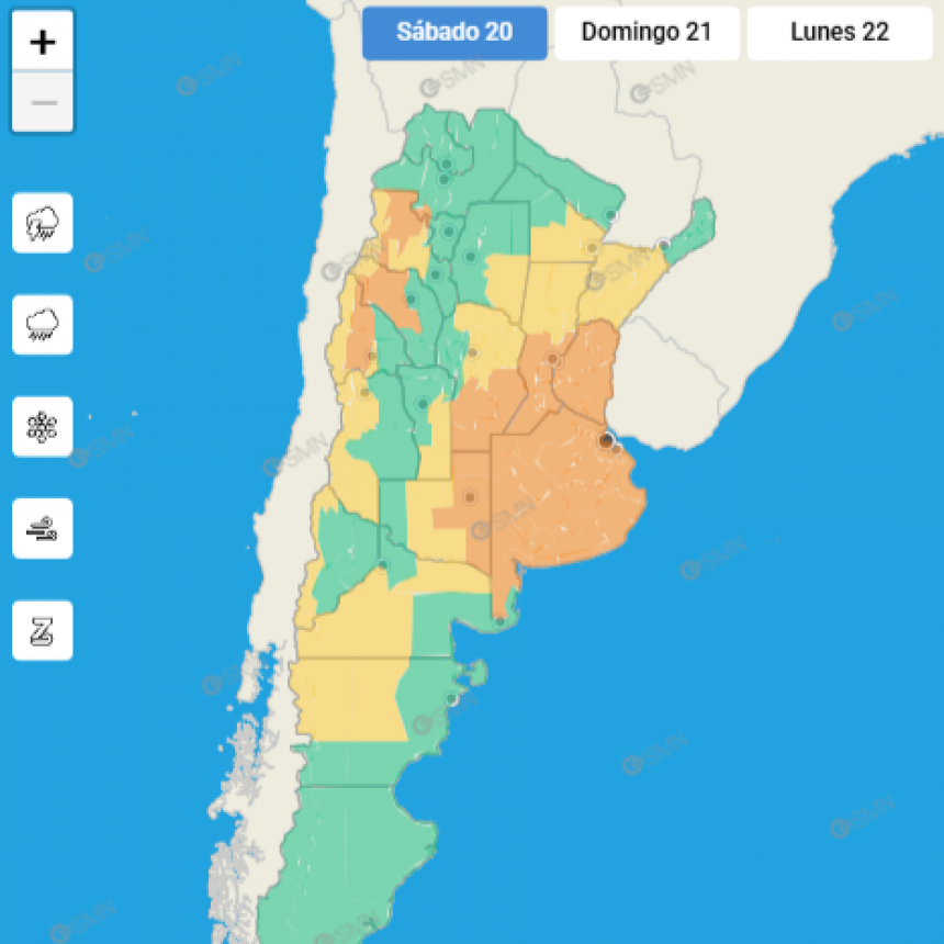 ALERTA METEOROLÓGICO PARA EL SUDESTE CORDOBÉS