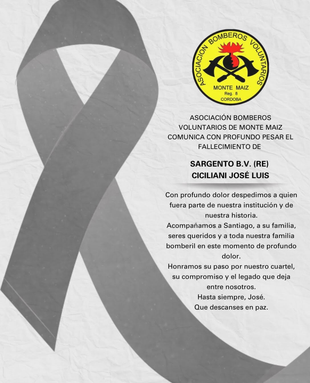 PESAR Y DOLOR EN LA FAMILIA BOMBERIL