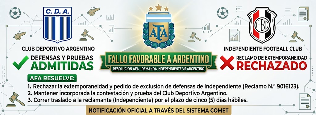 PRIMER FALLO DE AFA FAVORABLE A ARGENTINO 