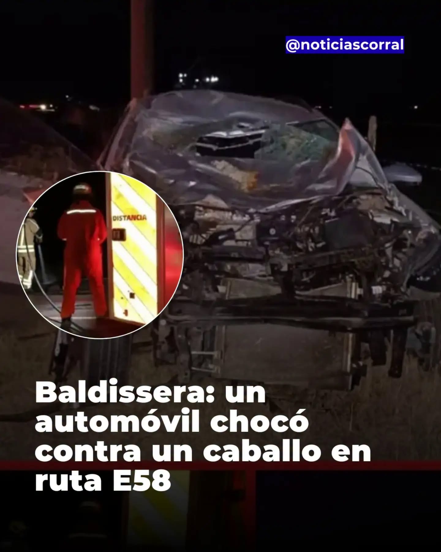 GENERAL BALDISSERA: AUTOM&Oacute;VIL CHOC&Oacute; CON UN CABALLO
