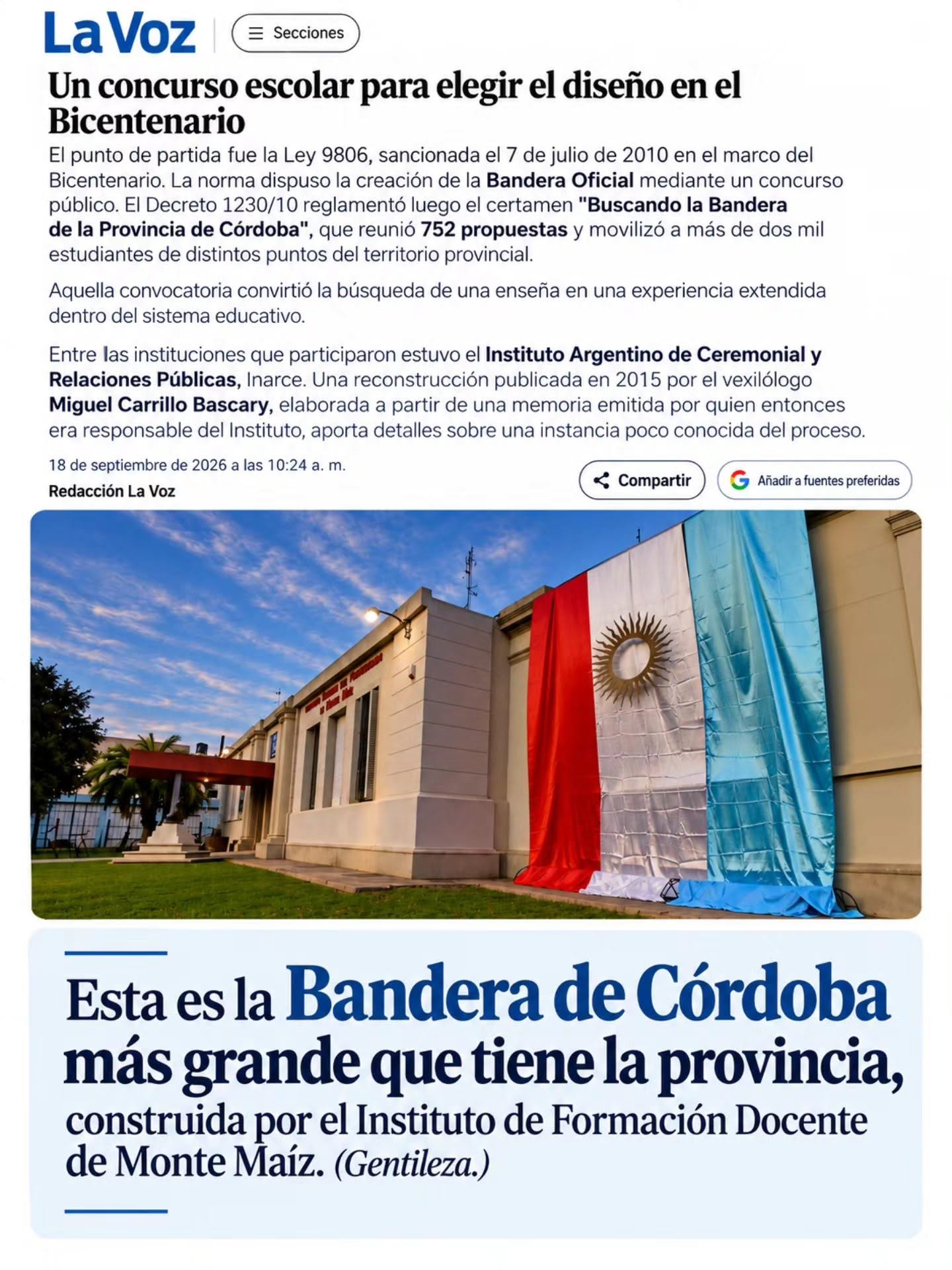 LA BANDERA DE C&Oacute;RDOBA M&Aacute;S GRANDE DE LA PROVINCIA