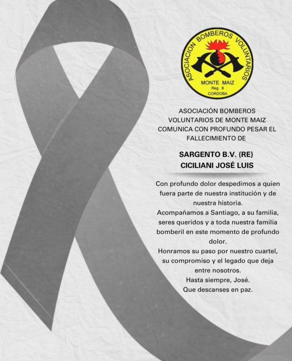 PESAR Y DOLOR EN LA FAMILIA BOMBERIL