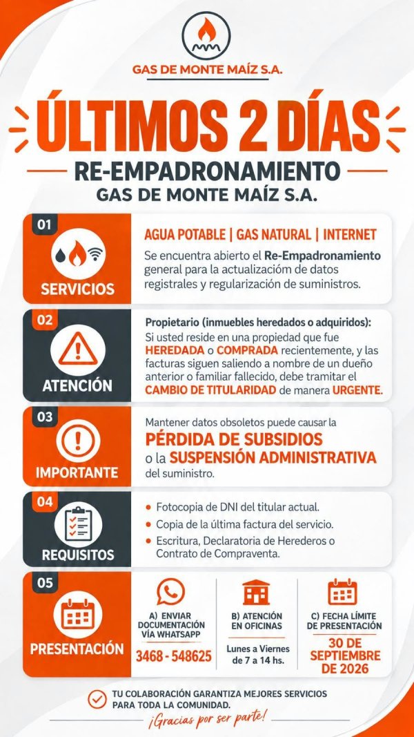 REEMPADRONAMIENTO DE SERVICIOS: &Uacute;LTIMO D&Iacute;A