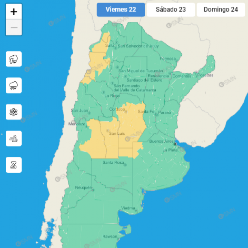 ALERTA POR TORMENTAS FUERTES PARA EL SUR PROVINCIAL