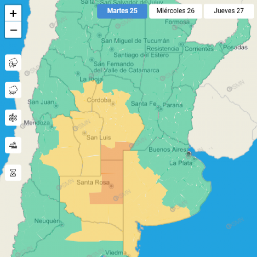 ALERTA AMARILLO POR TORMENTAS