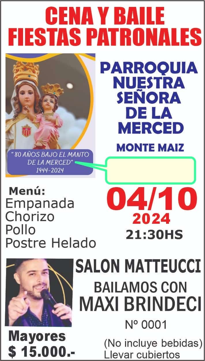 ESTE VIERNES 4 DE OCTUBRE ES LA CENA DE LA PARROQUIA